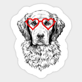 Golden Retriever Dog Wearing Heart Glasses Sticker